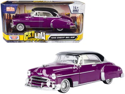 Motormax 1950 Chevrolet Bel Air Lowrider Purple Metallic With Black Top And White Interior "get Low" Series 1