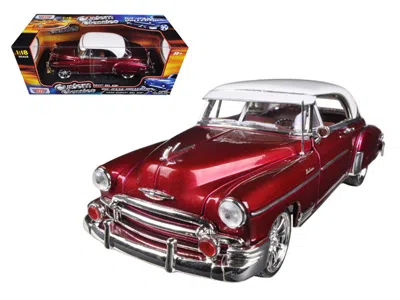 Motormax 1950 Chevrolet Bel Air Metallic Dark Red Custom 1/18 Diecast Car Model By