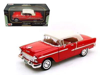 Motormax 1955 Chevrolet Bel Air Convertible Soft Top Red 1/18 Diecast Car Model By