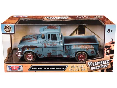 Motormax 1955 Gmc Blue Chip Pickup Truck Matt Blue (rusted) "weathered Treasures" Series 1/24 Diecast Model C