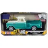 Motormax 1957 Chevrolet 3100 Stepside Pickup Truck Lowrider Turquoise Metallic And White With White Interior 