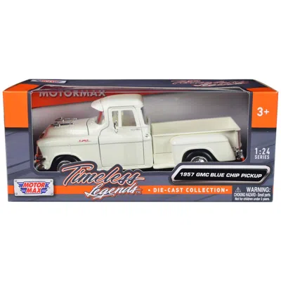 Motormax 1957 Gmc Blue Chip Pickup Truck Timeless Legends Series 1-24 Scale Diecast Model Car White