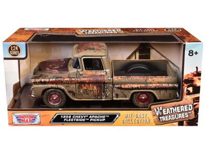 Motormax 1958 Chevrolet Apache Fleetside Pickup Brown (rusted) "weathered Treasures" Series 1/24 Diecast Mode In Multi
