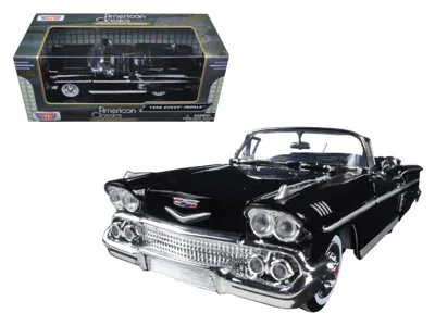 Motormax 1958 Chevrolet Impala Convertible Black 1/24 Diecast Model Car By