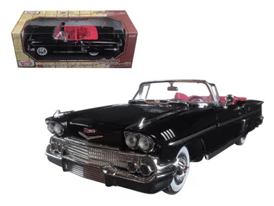 MOTORMAX 1958 CHEVROLET IMPALA CONVERTIBLE BLACK WITH RED INTERIOR "TIMELESS CLASSICS" 1/18 DIECAST MODEL CAR
