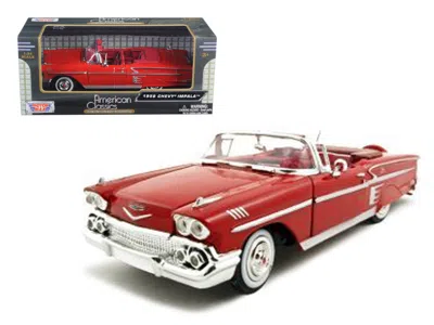 Motormax 1958 Chevrolet Impala Convertible Red 1/24 Diecast Model Car By