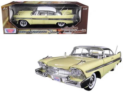 Motormax 1958 Plymouth Fury "timeless Classics" Yellow With White Top 1/18 Diecast Model Car By