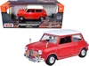Motormax 1961-1967 Morris Mini Cooper Red With White Top "timeless Legends" 1/18 Diecast Model Car By Motorma