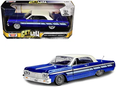 Motormax 1964 Chevrolet Impala Lowrider Hard Top Candy Blue Metallic With Cream Top "get Low" Series 1/24 Die