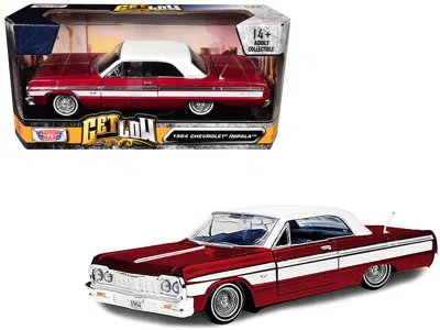 Motormax 1964 Chevrolet Impala Lowrider Hard Top Candy Red Metallic With White Top "get Low" Series In Multi