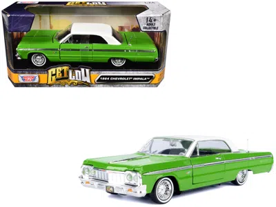 Motormax 1964 Chevrolet Impala Lowrider Hard Top Green With White Top "get Low" Series 1/24 Diecast Model Car