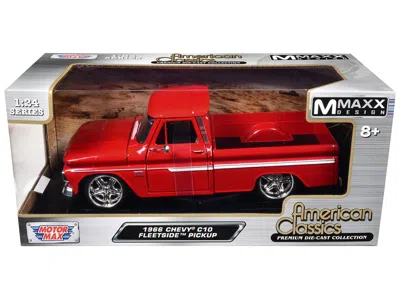 Motormax 1966 Chevrolet C10 Fleetside Pickup Truck Red "maxx Design" "american Classics" Series 1/24 Diecast 