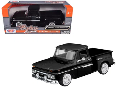 Motormax 1966 Gmc C1000 Fenderside Pickup Truck Black "timeless Legends" Series 1/24 Diecast Model Car By Mot