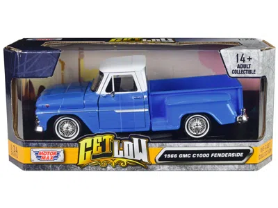 Motormax 1966 Gmc C1000 Fenderside Pickup Truck Lowrider Blue With White Top "get Low" Series 1/24 Diecast Mo