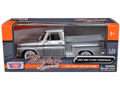 Motormax 1966 Gmc C1000 Fenderside Pickup Truck Silver Metallic "timeless Legends" Series 1/24 Diecast Model  In Multi