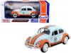 Motormax 1966 Volkswagen Beetle #48 With "gulf" Livery Light Blue With Orange Stripe 1/24 Diecast Model Car B