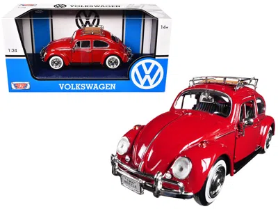 Motormax 1966 Volkswagen Classic Beetle Red 1/24 Diecast Car Model By