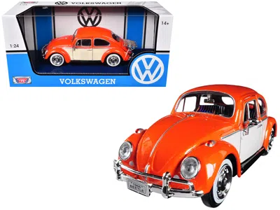 Motormax 1966 Volkswagen Classic Beetle With Rear Luggage Rack Orange 1/24 Diecast Model Car By  In Black