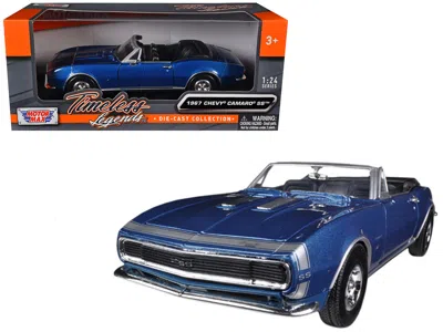 Motormax 1967 Chevrolet Camaro Ss Convertible Blue Metallic 1/24 Diecast Model Car By