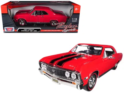 Motormax 1967 Chevrolet Chevelle Ss 396 Red With Black Stripes 1/18 Diecast Model Car By
