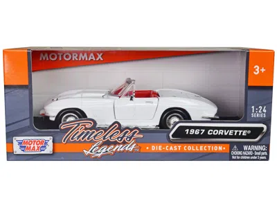 Motormax 1967 Chevrolet Corvette C2 Convertible White With Red Interior "timeless Legends" Series 1/24 Diecas