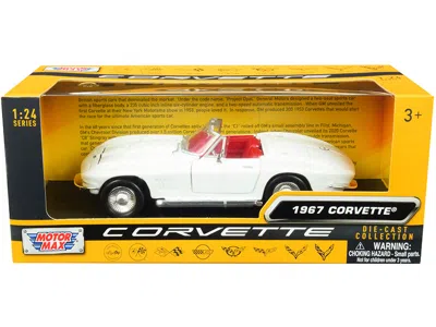 Motormax 1967 Chevrolet Corvette C2 Convertible White/red Interior History Of Corvette 1/24 Diecast  In Multi