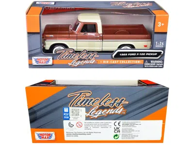 Motormax 1969 Ford F-100 Pickup Truck Brown Metallic And Cream "timeless Legends" 1/24 Diecast Model Car By M In Multi