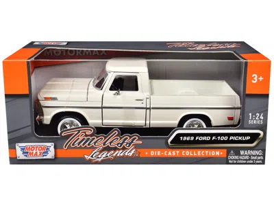 Motormax 1969 Ford F-100 Pickup Truck Cream "timeless Legends" Series 1/24 Diecast Model Car By  In White