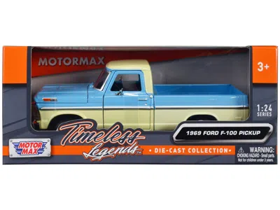Motormax 1969 Ford F-100 Pickup Truck Light Blue And Cream "timeless Legends" Series 1/24 Diecast Model Car B In Multi