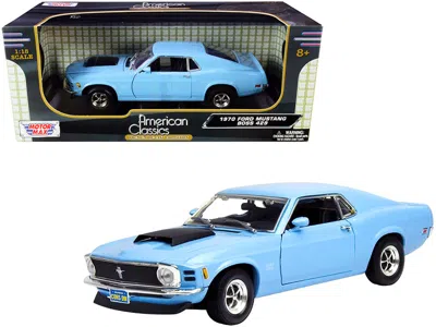 Motormax 1970 Ford Mustang Boss 429 Light Blue 1/18 Diecast Model Car By