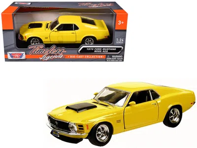 Motormax 1970 Ford Mustang Boss 429 Yellow 1/24 Diecast Model Car By