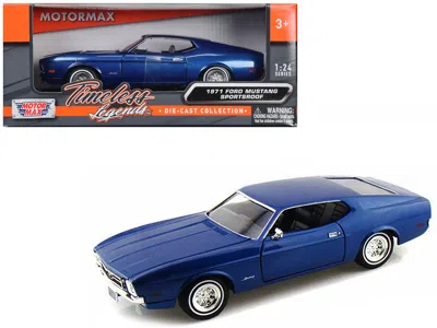 Motormax 1971 Ford Mustang Sportsroof Blue 1/24 Diecast Model Car By