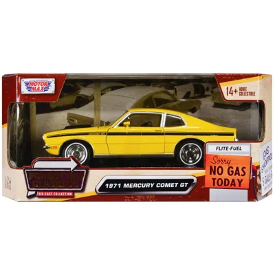 Motormax 1971 Mercury Comet Gt With Stripes Forgotten Classics Series 1-24 Scale Diecast Model Car Yellow & B