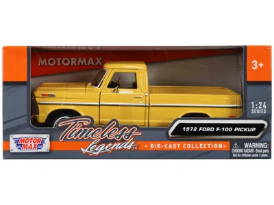 Motormax 1972 Ford F-100 Pickup Truck Yellow "timeless Legends" Series 1/24 Diecast Model Car By