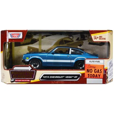 Motormax 1974 Chevrolet Vega Gt Metallic With Stripes Forgotten Classics Series 1-24 Scale Diecast Model Car  In Blue