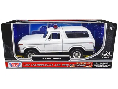 Motormax 1978 Ford Bronco Police Car Unmarked White "law Enforcement And Public Service" Series 1/24 Diecast