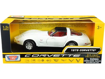 Motormax 1979 Chevrolet Corvette C3 White W/ Black Top Red Interior History Of Corvette 1/24 Diecast