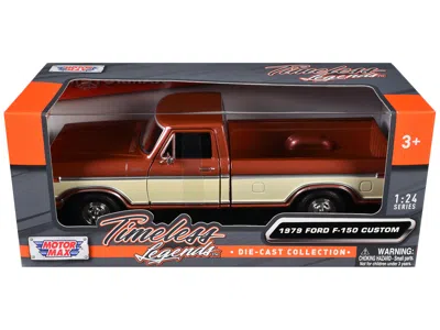 Motormax 1979 Ford F-150 Custom Pickup Truck Brown Metallic And Cream "timeless Legends" Series 1/24 Diecast In Multi