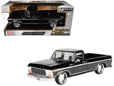 Motormax 1979 Ford F-150 Custom Pickup Truck Black "maxx Design" Series 1/24 Diecast Model Car By