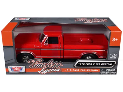 Motormax 1979 Ford F-150 Custom Pickup Truck Red "timeless Legends" Series 1/24 Diecast Model Car By