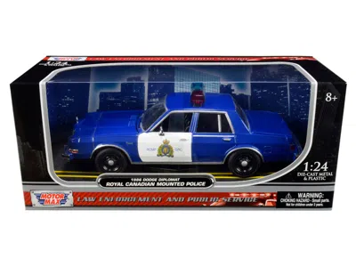 Motormax 1986 Dodge Diplomat "royal Canadian Mounted Police" Metallic Blue And White 1/24 Diecast Model Car B