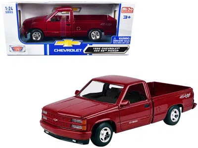 Motormax 1992 Chevrolet 454 Ss Pickup Truck 1 By 24 Scale Diecast Model Car, Red Metallic