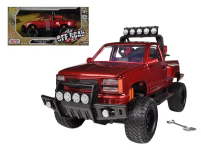 Motormax 1992 Gmc Sierra Gt Pickup Truck Off Road Red 1/24 Diecast Model By