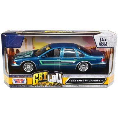 Motormax 1993 Chevrolet Caprice Lowrider Blue Metallic With Graphics Get Low Series 1-24 Diecast Model Car