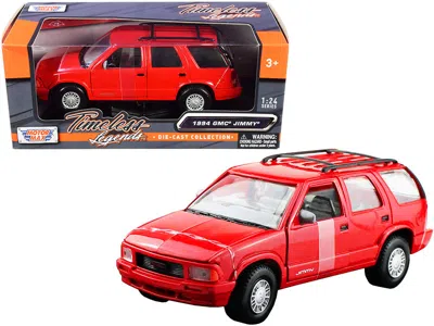 MOTORMAX 1994 GMC JIMMY WITH ROOF RACK RED "TIMELESS LEGENDS" SERIES 1/24 DIECAST MODEL CAR BY MOTORMAX