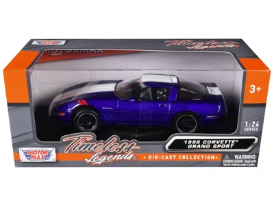 Motormax 1996 Chevrolet Corvette Grand Sport Blue Metallic With White Stripes "timeless Legends" Series 1/24