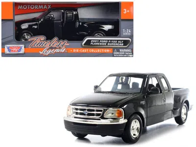 Motormax 2001 Ford F-150 Xlt Flareside Supercab Pickup Truck Black 1/24 Diecast Car Model By