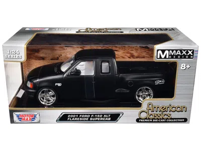 Motormax 2001 Ford F-150 Xlt Flareside Supercab Pickup Truck Matt Black With White Interior "maxx Design" "am