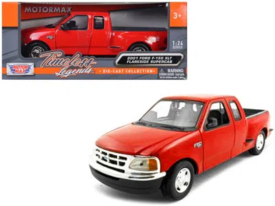 Motormax 2001 Ford F-150 Xlt Flareside Supercab Pickup Truck Red 1/24 Diecast Model Car By