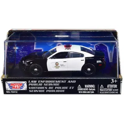 Motormax 2011 Dodge Charger Pursuit Lapd Los Angeles Police Department 1-43 Diecast Model Car Black & White In Multi